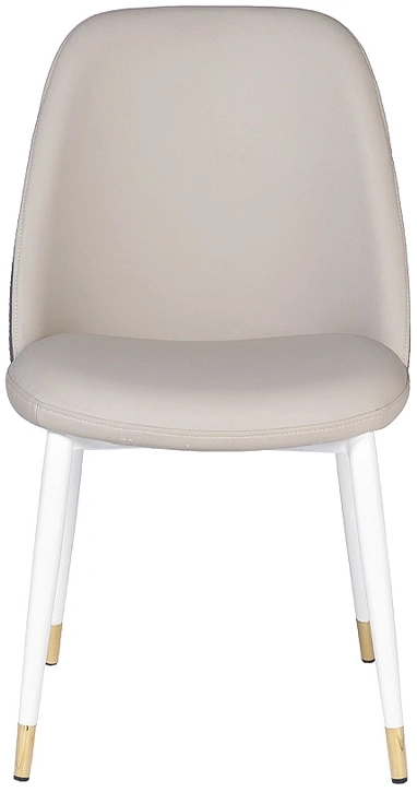 Стул 30C-DX-2100, мягкий, экокожа, бежевый / серый / белые ножки