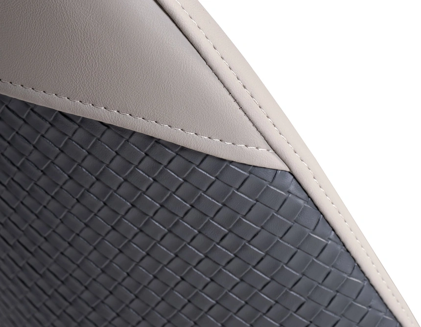 Стул 30C-DX-2100, мягкий, экокожа, бежевый / серый / белые ножки