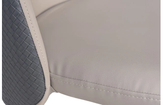 Стул 30C-DX-2100, мягкий, экокожа, бежевый / серый / белые ножки