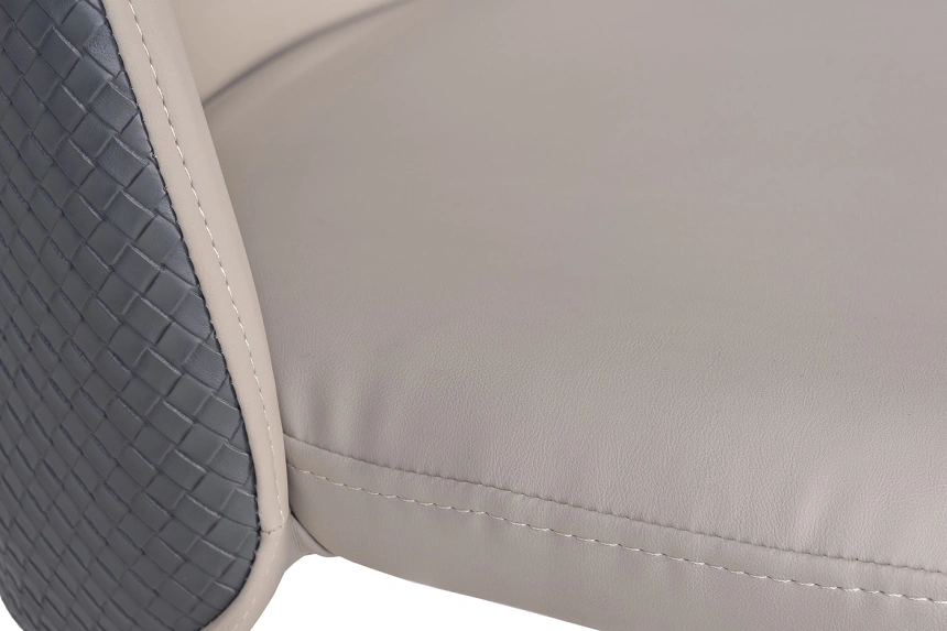 Стул 30C-DX-2100, мягкий, экокожа, бежевый / серый / белые ножки