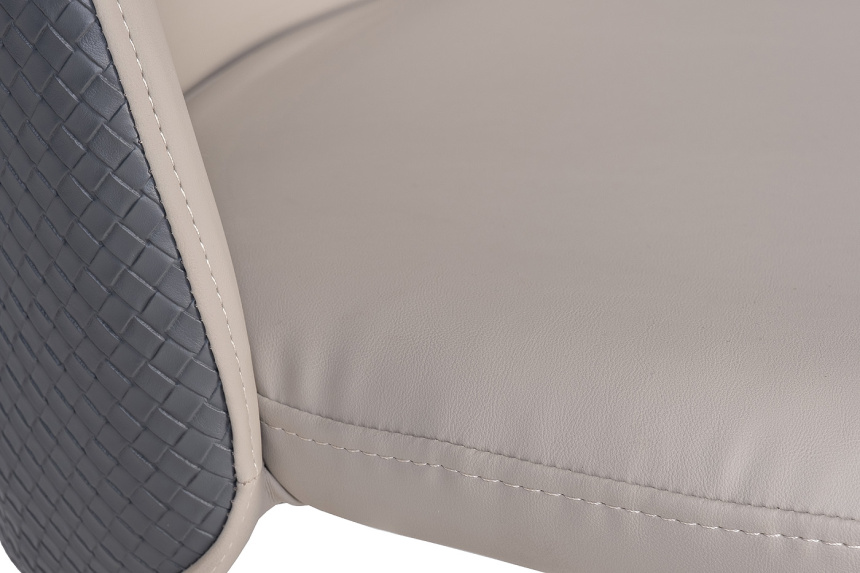 Стул 30C-DX-2100, мягкий, экокожа, бежевый / серый / белые ножки