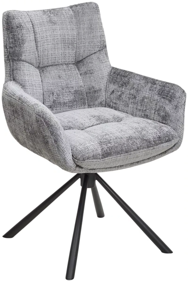 Стул Eilat, поворотный, Cremona-95 серый, ткань, черный каркас