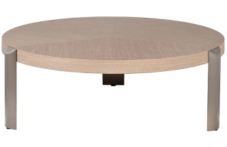 Журнальный стол 58DB-21004, 100x100x35, МДФ, шпон, светло-коричневый / серебристый