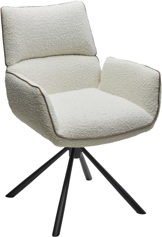 Стул Virs, мягкий, поворотный с возвратом, Edelweiss #1 белый, JC531-7 бежевый, букле, черный каркас