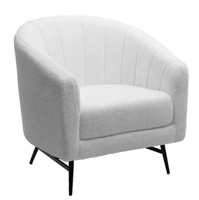 Стул-кресло Kalmar, Nini-01 белый, teddy, черный каркас