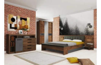 Комод Глазго, c дверцей и четырьмя ящиками, металл бруклин / таксония