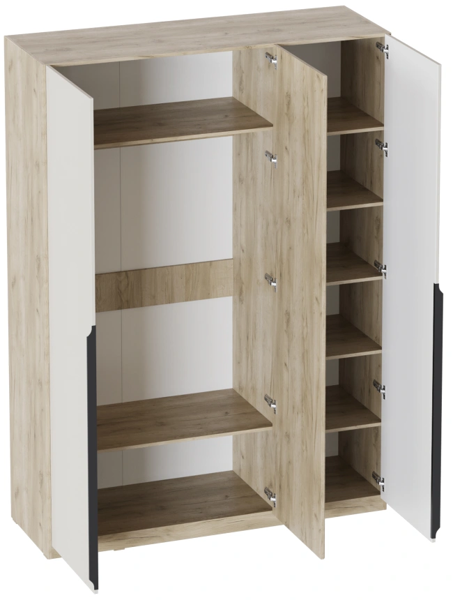 Шкаф трехдверный Мишель, с зеркалом, дуб крафт серый / оливин