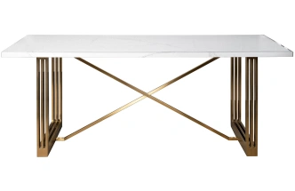 Обеденный стол 30F-14780, МДФ, белый / золото