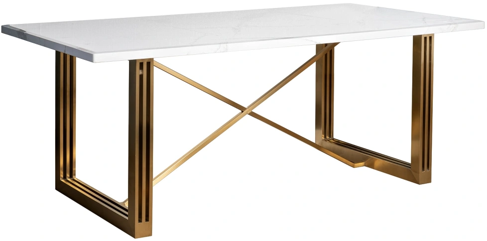 Обеденный стол 30F-14780, МДФ, белый / золото