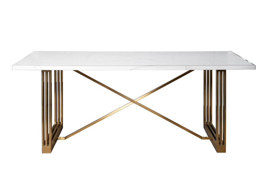 Обеденный стол 30F-14780, МДФ, белый / золото