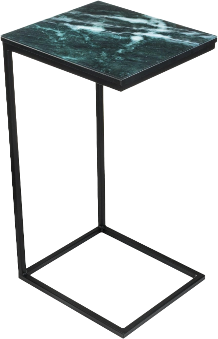 Журнальный стол Геркулес, 30x34, стекло, малахит, каркас черный