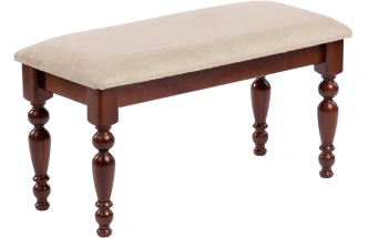 Банкетка №12, деревянная, мягкая, орех темный / авокадо бежевый