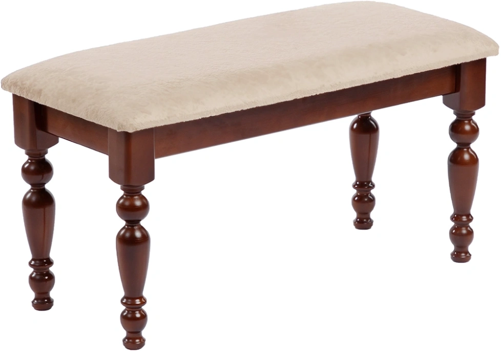 Банкетка №12, деревянная, мягкая, орех темный / авокадо бежевый