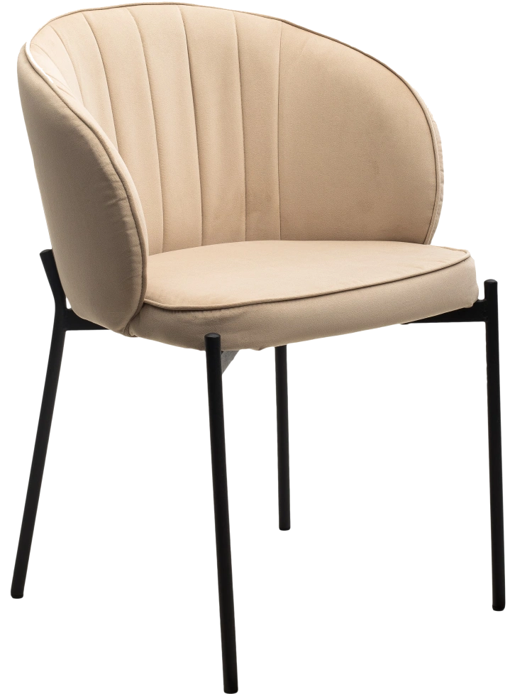 Стул Дени, мягкий, Velutto 05 бежевый, велюр, черный каркас