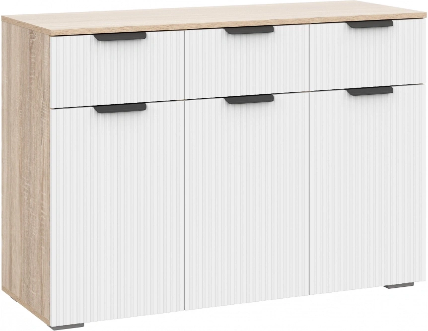 Комод Стокгольм КМ03-1200, дуб сонома / line софт пломбир