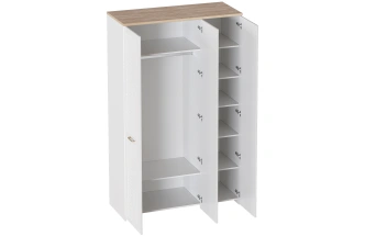 Шкаф трехдверный Гавана, с зеркалом, дуб натуральный светлый / белый матовый 