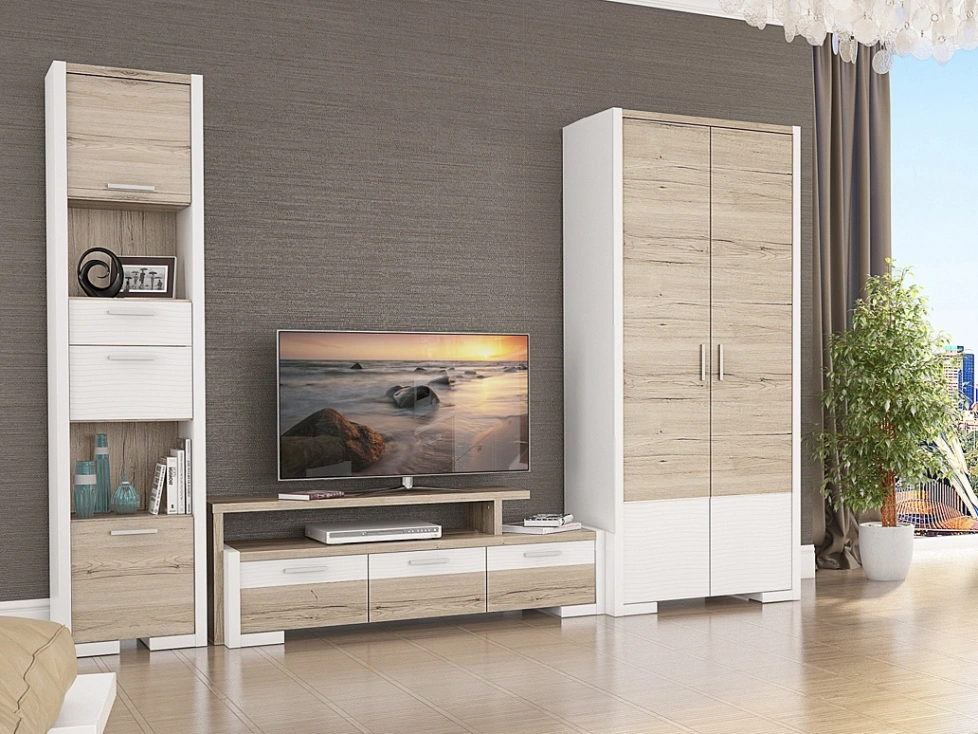 Модульная гостиная Венето 4, дуб санремо / Белый