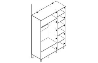 Шкаф в спальню Денвер, трехдверный, дуб вотан / графит