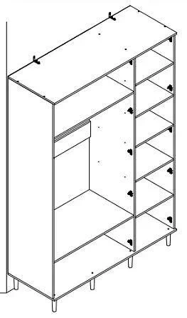 Шкаф в спальню Денвер, трехдверный, дуб вотан / графит