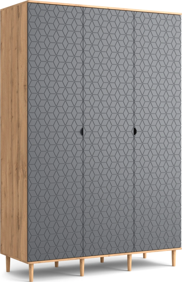 Шкаф в спальню Денвер, трехдверный, дуб вотан / графит