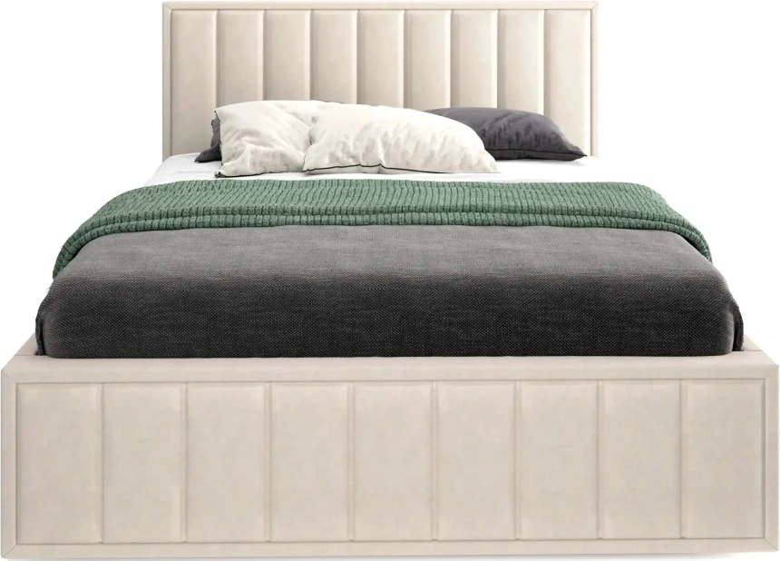 Кровать Женева 160, двуспальная, мягкая, мора бежевый