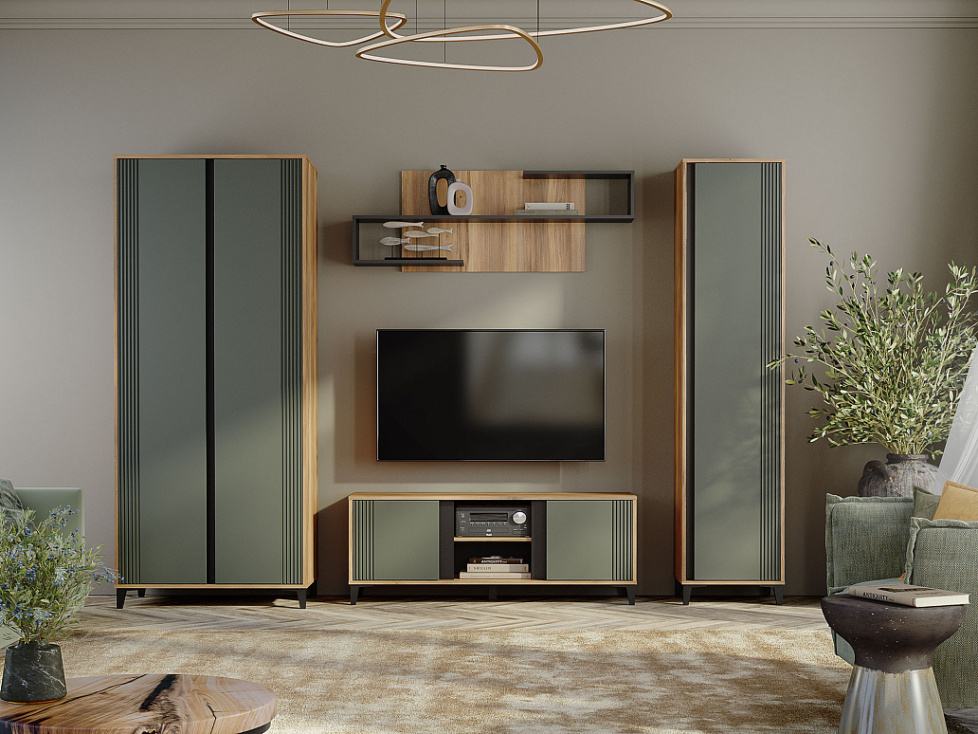 Модульная гостиная Богемия, дуб барокко / зелёный