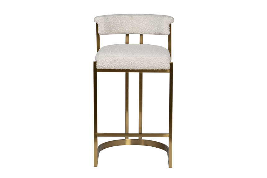 Барный стул GY-08216, букле, бежевый / матовое золото