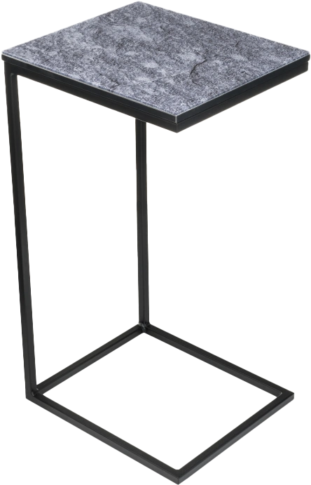 Журнальный стол Геркулес, 30x34, стекло, серый мрамор, каркас черный